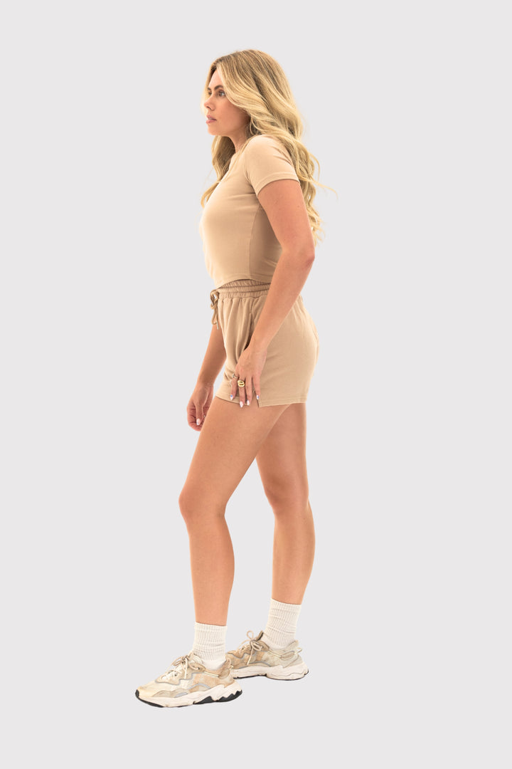 PeachLuxe™ Short Sleeve Crew Neck Cropped T-Shirt