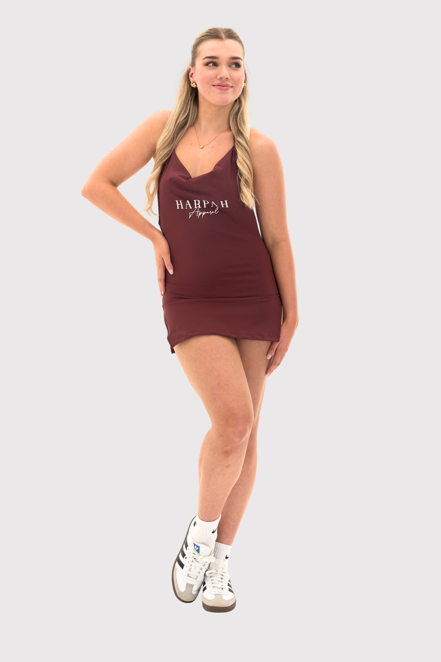 Cowl Neck Backless Halter Mini Dress