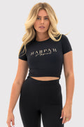 Flexara™ Crew Neck Short Sleeve Crop Top