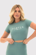 Flexara™ Crew Neck Short Sleeve Crop Top