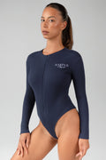 RibLuxe™ Ribbed Zip-Up Long Sleeve Bodysuit