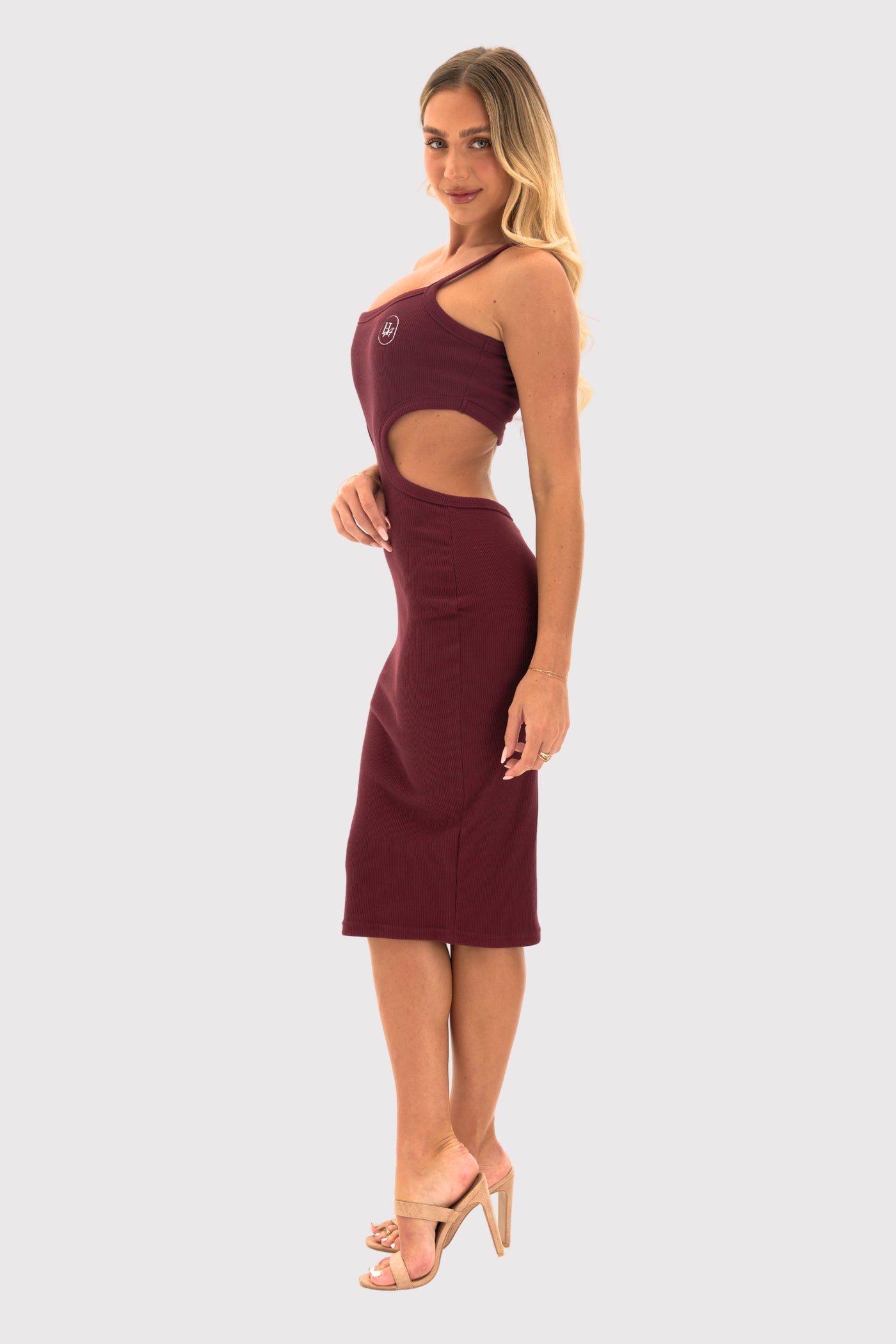 Velura™ One Shoulder Ribbed Bodycon Midi Dress